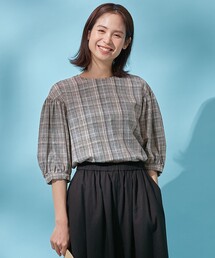 ライトリネンクロスバルーンスリーブブラウス