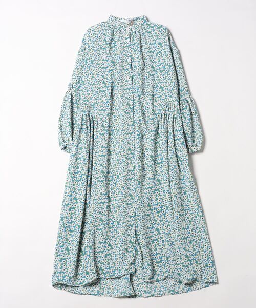 sandy（サンディー）の「【sandy】プリントスタンドカラータックロングワンピース（ワンピース・レディース・ブルー/ブラック/オレンジ・FREE）」の3枚目の写真