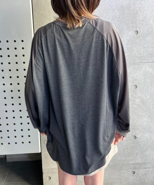 CIAOPANIC(チャオパニック)の「シアー配色肩スリットラグランTEE(Tシャツ/カットソー・レディース・グレー/グリーン/イエロー/オレンジ/ネイビー/ピンク/ダークグリーン・FREE)」の12枚目の写真