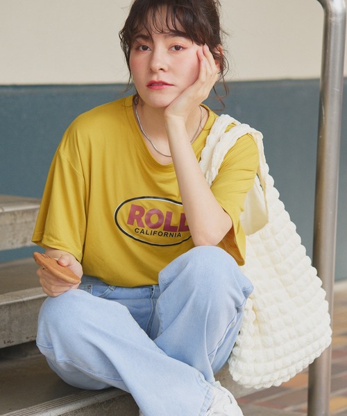 EPICKS（エピックス）の「ヴィンテージサークルロゴプリントTシャツ（Tシャツ/カットソー・レディース・ホワイト/チャコール/イエロー・MEDIUM/LARGE/X-LARGE）」の3枚目の写真