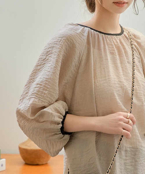 KOBE LETTUCE(コウベレタス)の「シアーパイピングブラウス(シャツ/ブラウス・レディース・ブラック/イエロー/グレイッシュベージュ・FREE)」の10枚目の写真