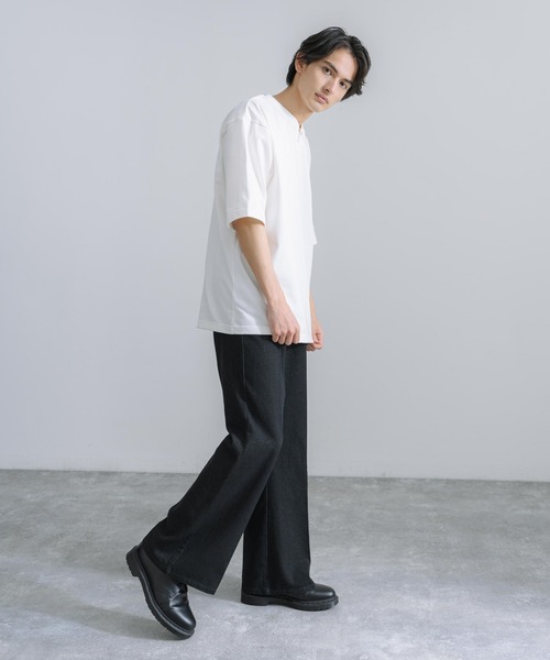Audience(オーディエンス)の「日本製 VORTEX 8オンス ヘンリーネック テーパード 半袖Tシャツ AUD6405(Tシャツ/カットソー・メンズ・ダークブラウン/ダークグリーン/オフホワイト/ブラック・XL/M/L)」の8枚目の写真