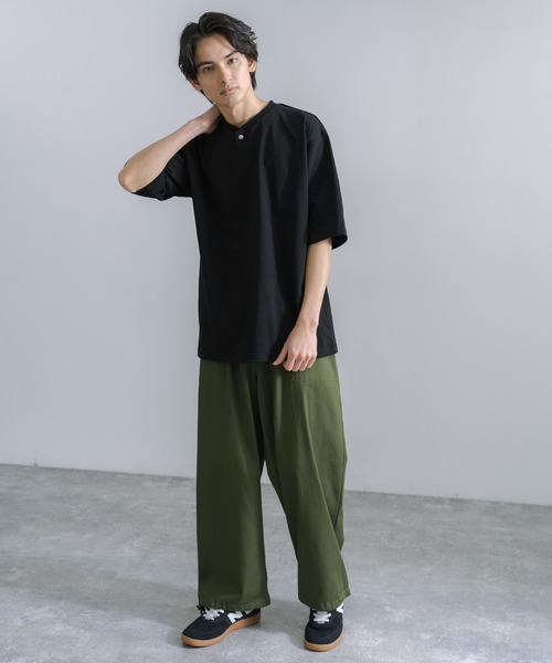 Audience(オーディエンス)の「日本製 VORTEX 8オンス ヘンリーネック テーパード 半袖Tシャツ AUD6405(Tシャツ/カットソー・メンズ・ダークブラウン/ダークグリーン/オフホワイト/ブラック・XL/M/L)」の12枚目の写真