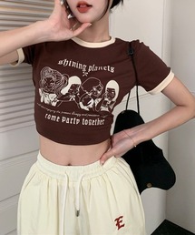 HALEY PESCA/ショート丈 フロントプリントPOPTシャツ
