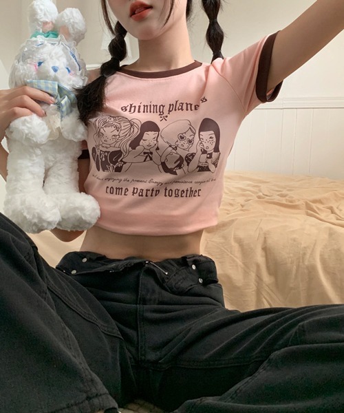 HALEY PESCA（ヘーリーペスカ）の「HALEY PESCA/ショート丈 フロントプリントPOPTシャツ（Tシャツ/カットソー・レディース・アイボリー/ブラウン/ピンク・MEDIUM/LARGE）」の15枚目の写真