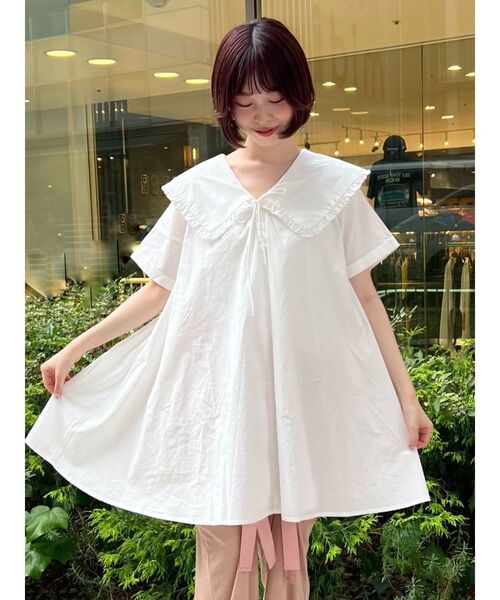 merry jenny(メリージェニー)の「Bigカラーフレアミニワンピース(ワンピース・レディース・オフホワイト/ブラック/ブルー・FREE)」の14枚目の写真