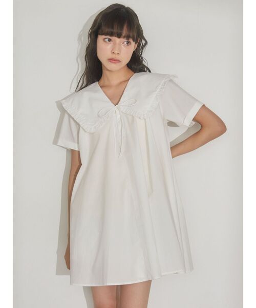 merry jenny(メリージェニー)の「Bigカラーフレアミニワンピース(ワンピース・レディース・オフホワイト/ブラック/ブルー・FREE)」の13枚目の写真