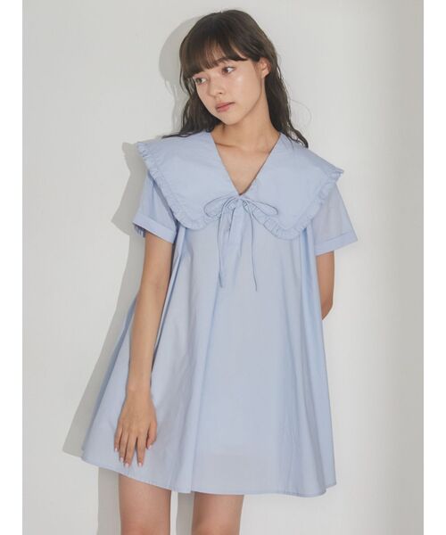 merry jenny(メリージェニー)の「Bigカラーフレアミニワンピース(ワンピース・レディース・オフホワイト/ブラック/ブルー・FREE)」の5枚目の写真