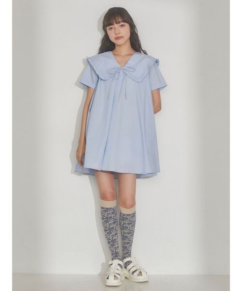merry jenny メリージェニー ピンタックフレアミニワンピース グレー