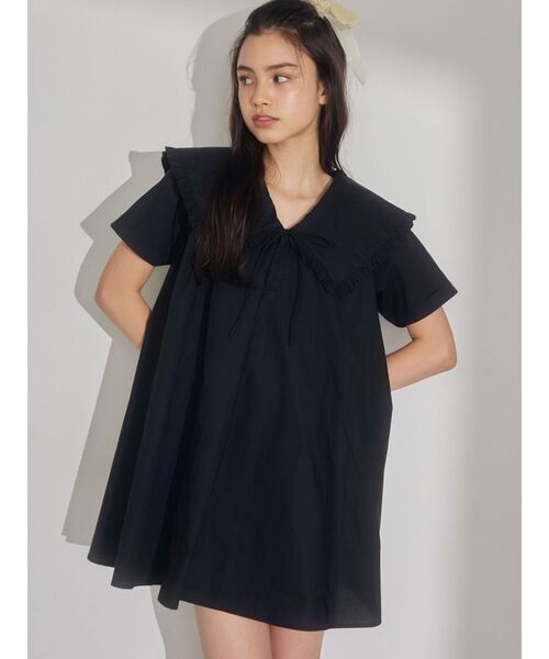 merry jenny(メリージェニー)の「Bigカラーフレアミニワンピース(ワンピース・レディース・オフホワイト/ブラック/ブルー・FREE)」の21枚目の写真