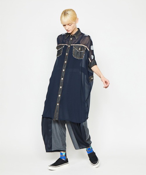 gomme（ゴム）の「Ｐツイル　サイドドレープパンツ（その他パンツ・レディース・チャコールグレー/ブラック・MEDIUM）」の14枚目の写真