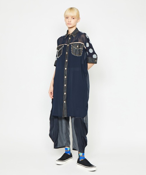 gomme（ゴム）の「Ｐツイル　サイドドレープパンツ（その他パンツ・レディース・チャコールグレー/ブラック・MEDIUM）」の6枚目の写真