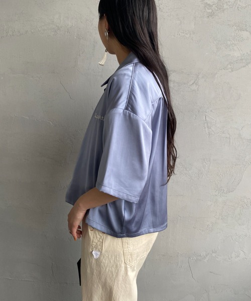 JEANS FACTORY （ジーンズファクトリー）の「[SPORTCLAD/スポーツクラッド] 別注 オープンカラーサテンシャツ（シャツ/ブラウス・レディース・サックスブルー/ブラック/イエロー・F）」の18枚目の写真