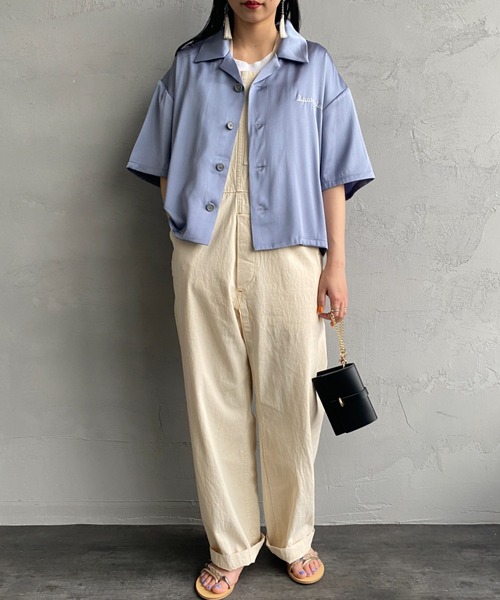JEANS FACTORY （ジーンズファクトリー）の「[SPORTCLAD/スポーツクラッド] 別注 オープンカラーサテンシャツ（シャツ/ブラウス・レディース・サックスブルー/ブラック/イエロー・F）」の20枚目の写真