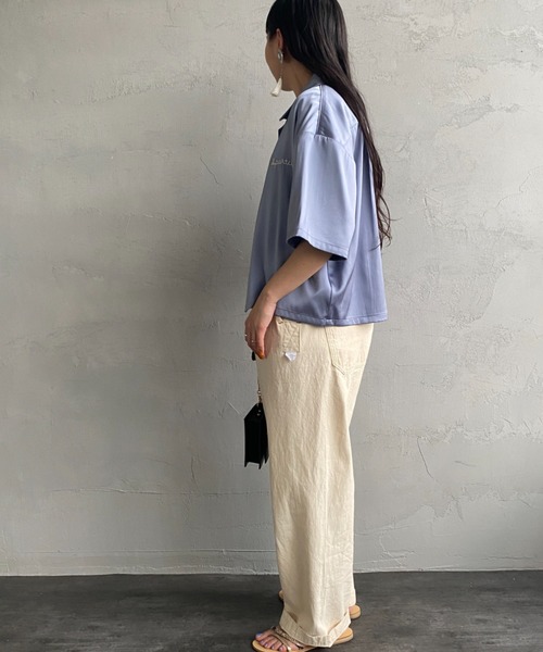 JEANS FACTORY （ジーンズファクトリー）の「[SPORTCLAD/スポーツクラッド] 別注 オープンカラーサテンシャツ（シャツ/ブラウス・レディース・サックスブルー/ブラック/イエロー・F）」の21枚目の写真