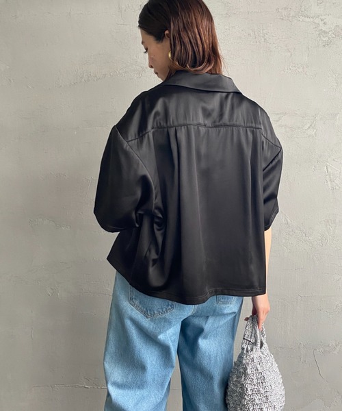 JEANS FACTORY （ジーンズファクトリー）の「[SPORTCLAD/スポーツクラッド] 別注 オープンカラーサテンシャツ（シャツ/ブラウス・レディース・サックスブルー/ブラック/イエロー・F）」の12枚目の写真
