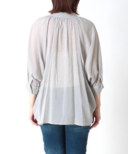 Jines(ジネス)の「ラグランスリーブスタンドネックブラウス(シャツ/ブラウス・レディース・ピンク/グレー/オフホワイト/ブラック/カーキ・38)」の8枚目の写真