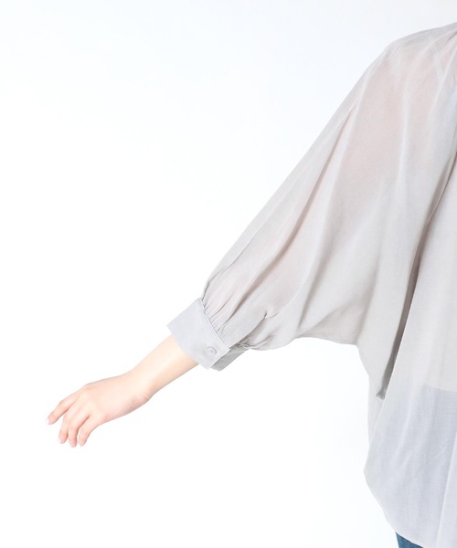 Jines(ジネス)の「ラグランスリーブスタンドネックブラウス(シャツ/ブラウス・レディース・ピンク/グレー/オフホワイト/ブラック/カーキ・38)」の10枚目の写真