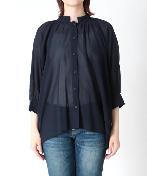 Jines(ジネス)の「ラグランスリーブスタンドネックブラウス(シャツ/ブラウス・レディース・ピンク/グレー/オフホワイト/ブラック/カーキ・38)」の16枚目の写真