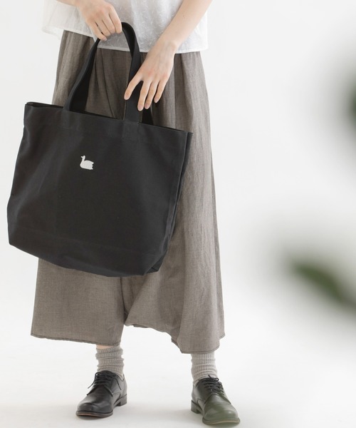 nop de nod（ノップドゥノッド）の「klud 16oz トートL（トートバッグ・レディース・グレー/ブラック/オートミール・8）」の2枚目の写真