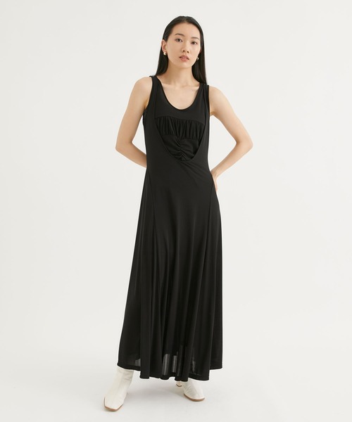 AKANE UTSUNOMIYA(アカネウツノミヤ)の「【AKANE UTSUNOMIYA/アカネウツノミヤ】layerd dress/レイヤードジャージードレス(ワンピース・レディース・カーキ/ブラック・36)」の3枚目の写真
