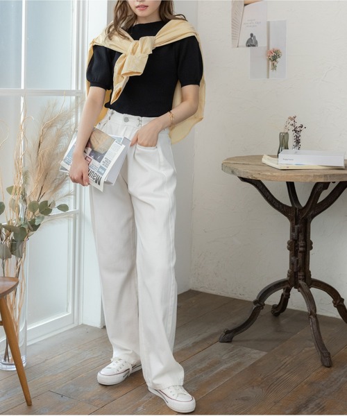 ad thie(アドティエ)の「オーバーサイズ ストライプシャツ(Tシャツ/カットソー・レディース・イエロー/ピンク/グリーン/ブルー系その他/ブラック・M/L)」の22枚目の写真