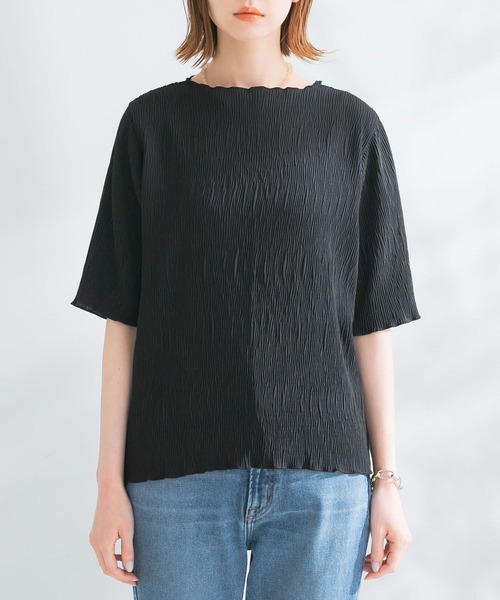 URBAN RESEARCH ROSSO WOMEN(アーバンリサーチ ロッソ)の「ボートネックシアープリーツプルオーバー(Tシャツ/カットソー・レディース・ホワイト/ブラック/レッド系その他・FREE)」の16枚目の写真
