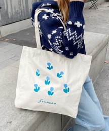 レディースのトートバッグ（ブルー・ネイビー/青色系・刺繍