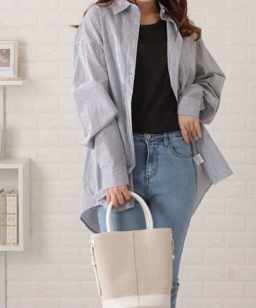 Lace Ladies(レースレディース)の「オーバーサイズドロップショルダーシャツ(シャツ/ブラウス・レディース・ブラック/ブルー/ミント・FREE/S)」の2枚目の写真