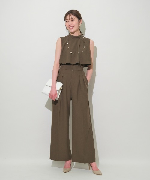 AND COUTURE(アンドクチュール)の「【WEB限定】ハイカラーノースリブラウス(シャツ/ブラウス・レディース・オフホワイト/グリーン/カーキ/ブラック/ベージュ・MEDIUM)」の17枚目の写真