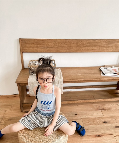 aimoha（アイモハ）の「【aimoha-KIDS-】子供服 プリント入り無地+ストライプ切り替えデニムハーフパンツ（デニムパンツ・キッズ・ブラック/ブルー・80/90/100/110/120/130）」の6枚目の写真