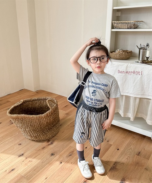 aimoha（アイモハ）の「【aimoha-KIDS-】子供服 プリント入り無地+ストライプ切り替えデニムハーフパンツ（デニムパンツ・キッズ・ブラック/ブルー・80/90/100/110/120/130）」の10枚目の写真