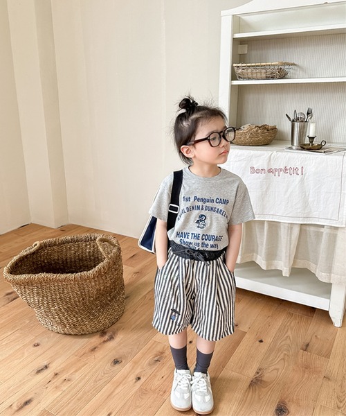aimoha（アイモハ）の「【aimoha-KIDS-】子供服 プリント入り無地+ストライプ切り替えデニムハーフパンツ（デニムパンツ・キッズ・ブラック/ブルー・80/90/100/110/120/130）」の12枚目の写真