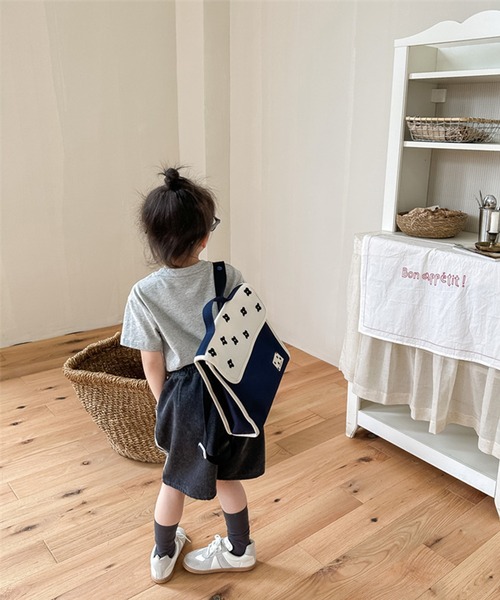 aimoha（アイモハ）の「【aimoha-KIDS-】子供服 プリント入り無地+ストライプ切り替えデニムハーフパンツ（デニムパンツ・キッズ・ブラック/ブルー・80/90/100/110/120/130）」の13枚目の写真