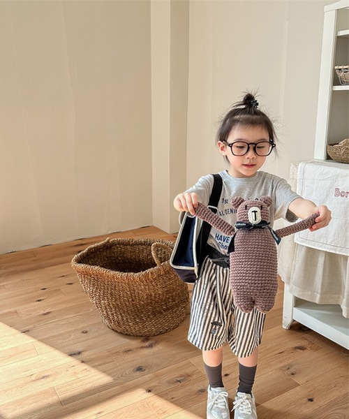 aimoha（アイモハ）の「【aimoha-KIDS-】子供服 プリント入り無地+ストライプ切り替えデニムハーフパンツ（デニムパンツ・キッズ・ブラック/ブルー・80/90/100/110/120/130）」の14枚目の写真