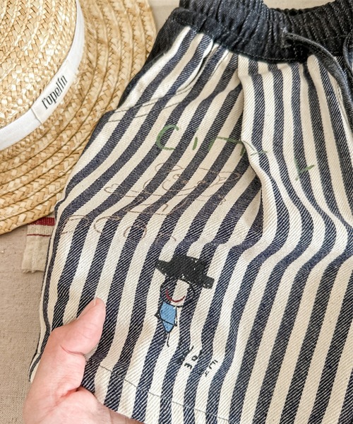 aimoha（アイモハ）の「【aimoha-KIDS-】子供服 プリント入り無地+ストライプ切り替えデニムハーフパンツ（デニムパンツ・キッズ・ブラック/ブルー・80/90/100/110/120/130）」の21枚目の写真