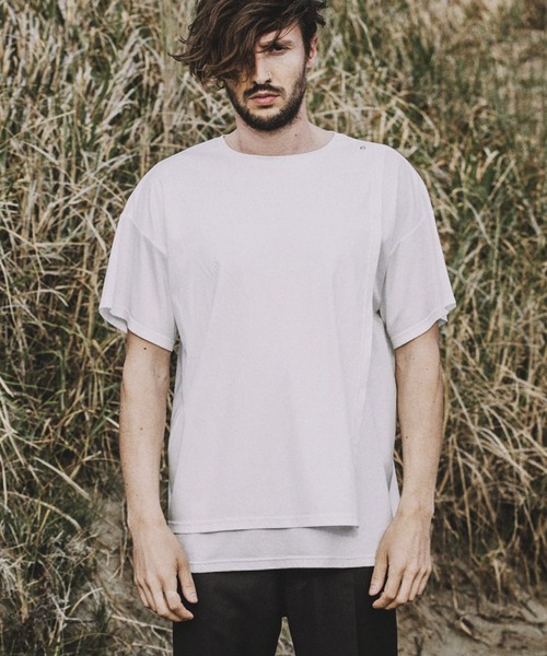 NO ID.(ノーアイディ)の「【NO ID.】Asymmetry Layered Crew Neck T-shirt / アシンメトリー レイヤード クルー ネック Tシャツ(Tシャツ/カットソー・メンズ・ブラック/グレー/ホワイト・1/2)」の16枚目の写真