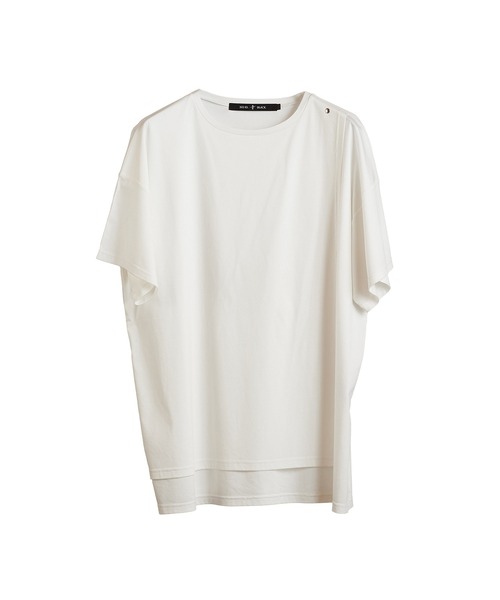 NO ID.(ノーアイディ)の「【NO ID.】Asymmetry Layered Crew Neck T-shirt / アシンメトリー レイヤード クルー ネック Tシャツ(Tシャツ/カットソー・メンズ・ブラック/グレー/ホワイト・1/2)」の8枚目の写真