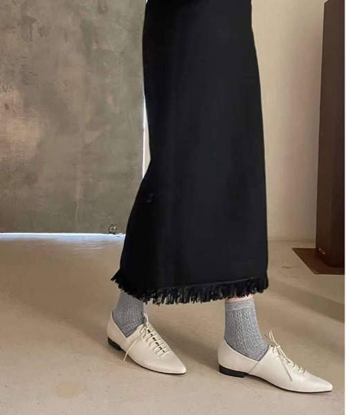 tukn.（トゥクン）の「【tukn.トゥクン】 レースアップマニッシュシューズ/ポインテッド/紐靴（その他シューズ・レディース・ブラック/ホワイト・S/M/L）」の12枚目の写真