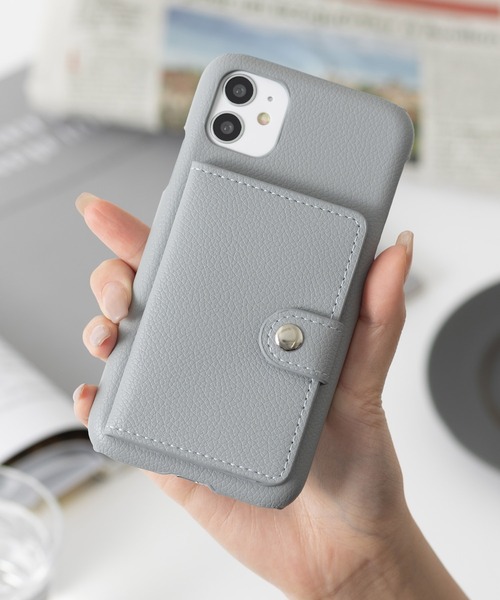 iPhone カバー　カードケース付き　グレー セール】カードポケット付き PUレザー iPhoneケース カバー se 11