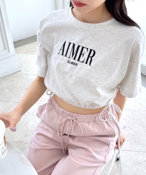 OLIVE des OLIVE(オリーブデオリーブ)の「裾リボンクロップドTシャツ 1031060430(Tシャツ/カットソー・レディース・ライム/オートミール/ブラック系その他/オフホワイト/ブラック・FREE)」の5枚目の写真