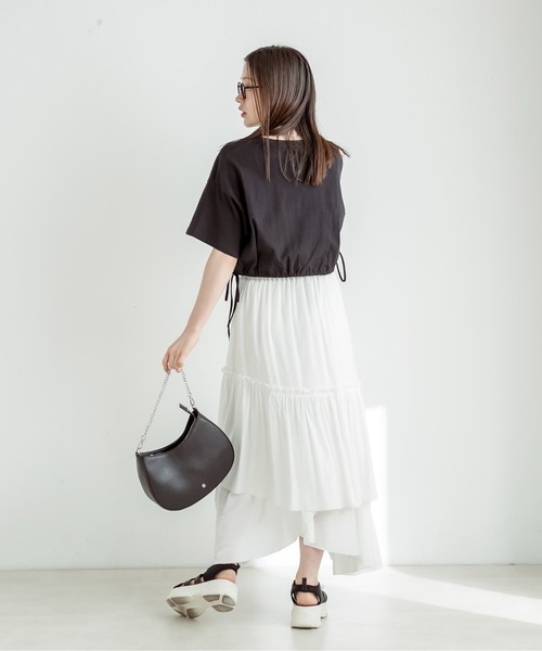 OLIVE des OLIVE(オリーブデオリーブ)の「裾リボンクロップドTシャツ 1031060430(Tシャツ/カットソー・レディース・ライム/オートミール/ブラック系その他/オフホワイト/ブラック・FREE)」の10枚目の写真