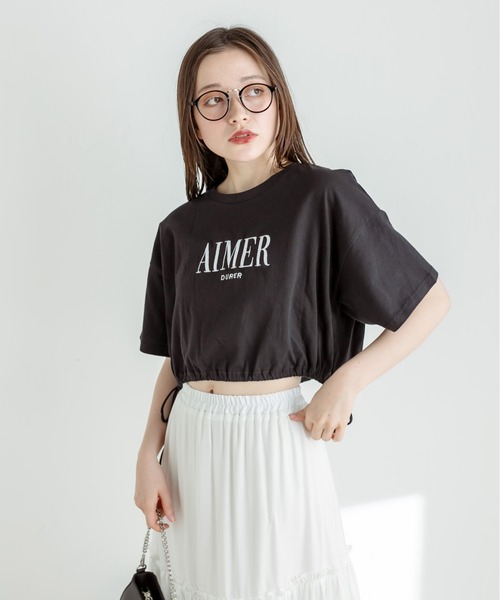 OLIVE des OLIVE(オリーブデオリーブ)の「裾リボンクロップドTシャツ 1031060430(Tシャツ/カットソー・レディース・ライム/オートミール/ブラック系その他/オフホワイト/ブラック・FREE)」の11枚目の写真