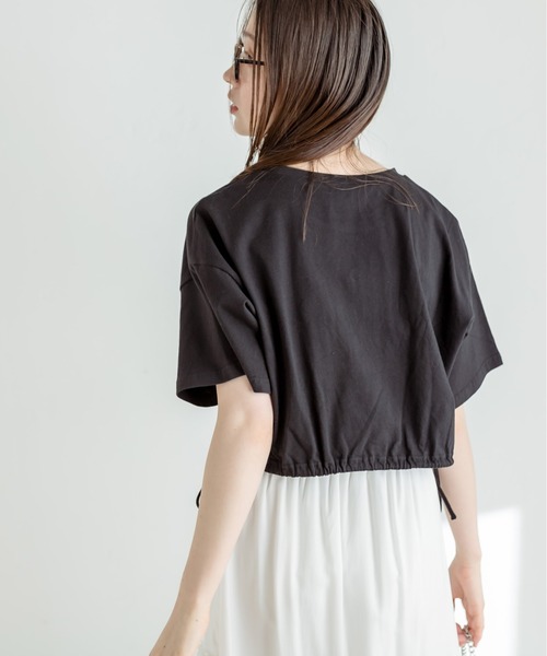 OLIVE des OLIVE(オリーブデオリーブ)の「裾リボンクロップドTシャツ 1031060430(Tシャツ/カットソー・レディース・ライム/オートミール/ブラック系その他/オフホワイト/ブラック・FREE)」の13枚目の写真
