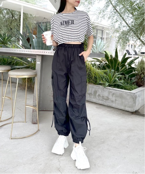 OLIVE des OLIVE(オリーブデオリーブ)の「裾リボンクロップドTシャツ 1031060430(Tシャツ/カットソー・レディース・ライム/オートミール/ブラック系その他/オフホワイト/ブラック・FREE)」の14枚目の写真