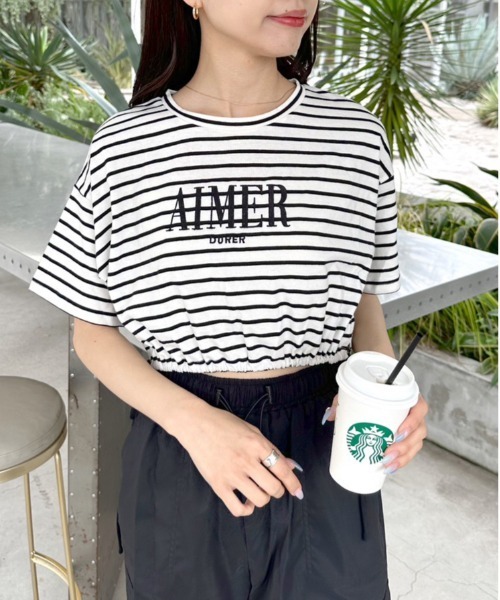 OLIVE des OLIVE(オリーブデオリーブ)の「裾リボンクロップドTシャツ 1031060430(Tシャツ/カットソー・レディース・ライム/オートミール/ブラック系その他/オフホワイト/ブラック・FREE)」の17枚目の写真