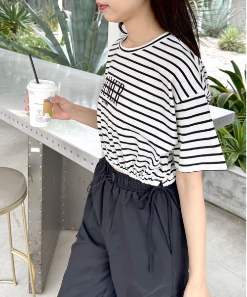 OLIVE des OLIVE(オリーブデオリーブ)の「裾リボンクロップドTシャツ 1031060430(Tシャツ/カットソー・レディース・ライム/オートミール/ブラック系その他/オフホワイト/ブラック・FREE)」の18枚目の写真