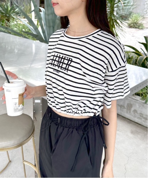 OLIVE des OLIVE(オリーブデオリーブ)の「裾リボンクロップドTシャツ 1031060430(Tシャツ/カットソー・レディース・ライム/オートミール/ブラック系その他/オフホワイト/ブラック・FREE)」の20枚目の写真