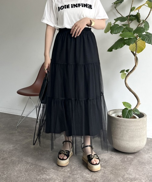 prose verse（プロズヴェール）の「チュールティアードスカート（スカート・レディース・ブラック・ﾌﾘ-）」の4枚目の写真