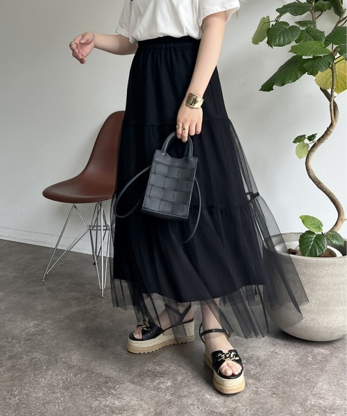 prose verse（プロズヴェール）の「チュールティアードスカート（スカート・レディース・ブラック・ﾌﾘ-）」の14枚目の写真